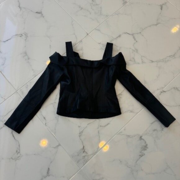 NWT BCBGMAXAZRIA Clyde Faux Leather Moto Jacket Top in Black XS - Picture 5 of 7